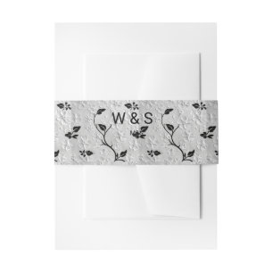 Personalised Black & White Florals  Invitation Belly Band