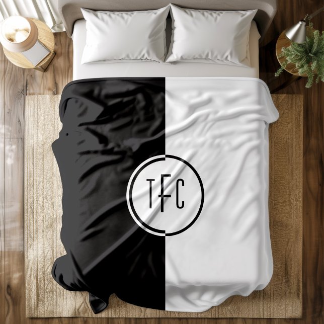 Personalised Black & White Geometric Design Fleece Blanket (Creator Uploaded)