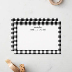 Personalised Black white Gingham Notecard