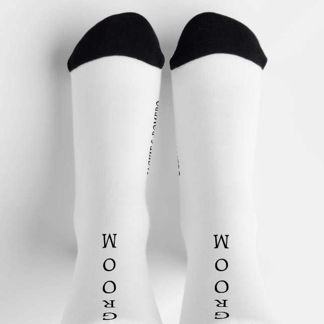 Personalised Black & White GROOM Wedding Socks (Top)