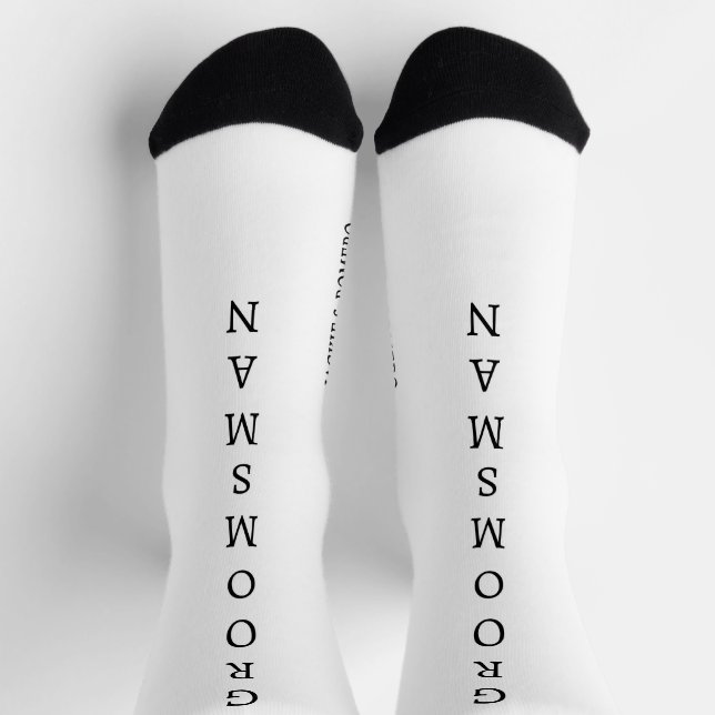 Personalised Black & White GROOMSMAN Wedding Socks (Top)