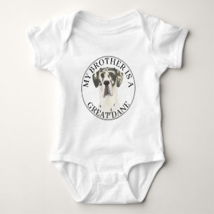 Personalised Black White Harlequin Great Dane Baby Bodysuit