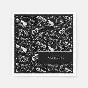 Personalised Black & White Instruments 2 Napkin