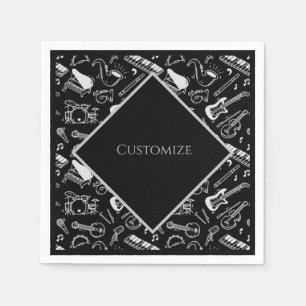 Personalised Black & White Instruments Napkin