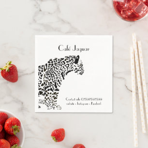 Personalised Black & White Jaguar Business Napkins