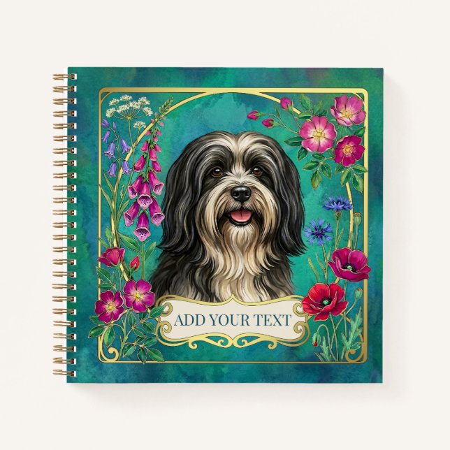 Personalised Black & White Lhasa Apso Notebook (Front)