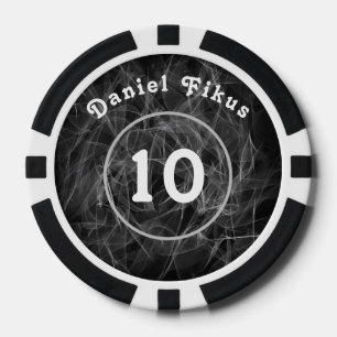 Personalised black white Lucky charm Poker Chips