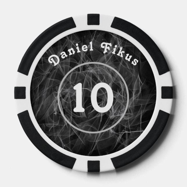 Personalised black white Lucky charm Poker Chips (Front)