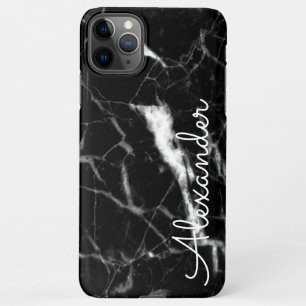 Personalised Black White Marble BUDGET Writing iPhone 11Pro Max Case