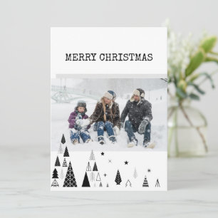 Personalised Black-White Minimalist Holiday Photo Card