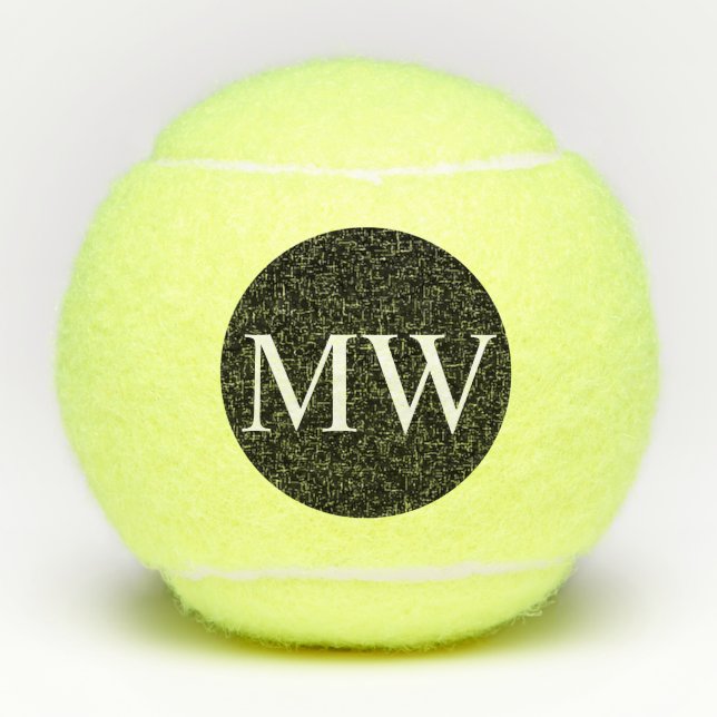 Personalised Black White Monogram Initials Tennis Balls (Front)