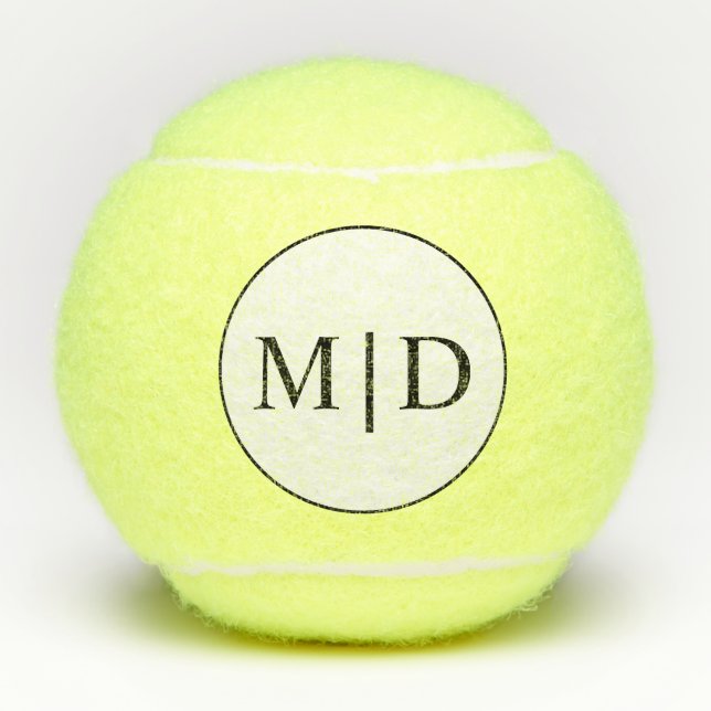 Personalised Black White Monogram Initials Tennis Balls (Front)