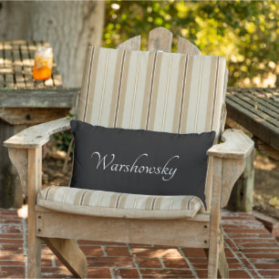 Personalised black white monogram name lumbar cushion