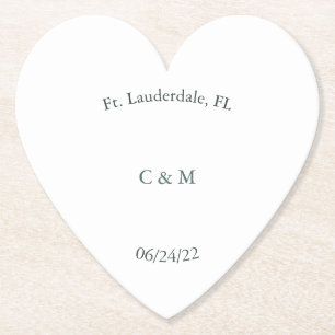 Personalised Black & White Paper Heart Coaster