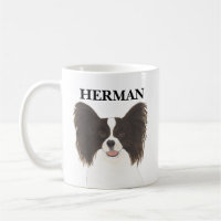 Personalised Black & White Papillon Dog