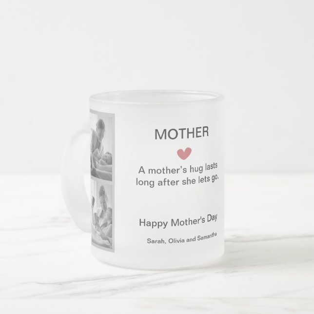 Personalised Black & White Photo Collage Frosted Glass Coffee Mug (Front Left)