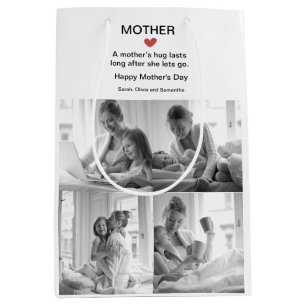 Personalised Black & White Photo Collage    Medium Gift Bag