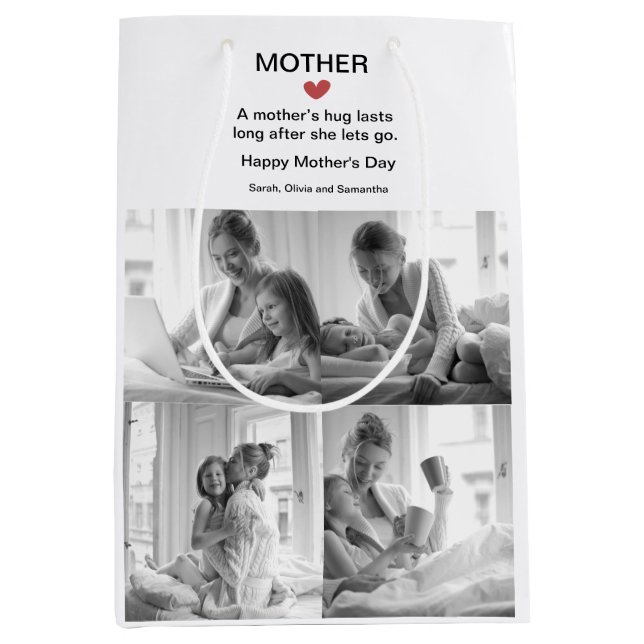 Personalised Black & White Photo Collage |  Medium Gift Bag (Front)