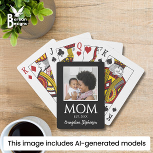 Personalised Black White Photo New Mum Established Playing Cards
