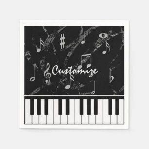 Personalised Black & White Piano Music Napkins