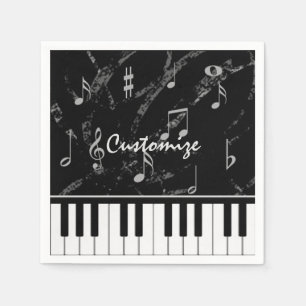 Personalised Black & White Piano Music Napkins