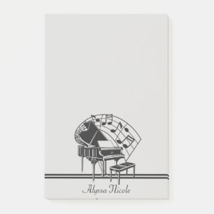 Personalised Black White Piano Music Notes