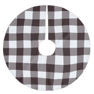 Personalised Black & White Plaid Rustic Country Brushed Polyester Tree Skirt