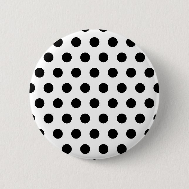 Personalised Black & White Polka Dots 6 Cm Round Badge (Front)