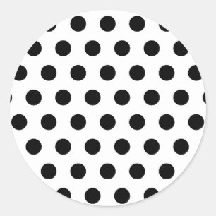 Personalised Black & White Polka Dots Classic Round Sticker