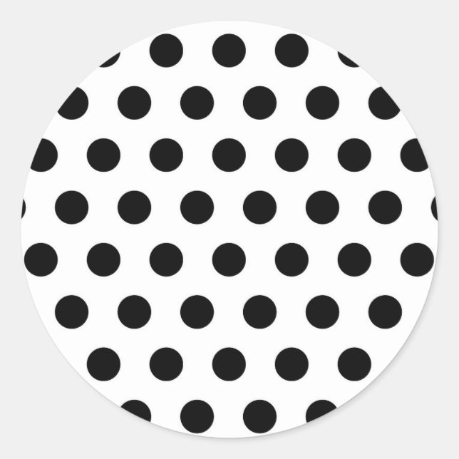 Personalised Black & White Polka Dots Classic Round Sticker (Front)