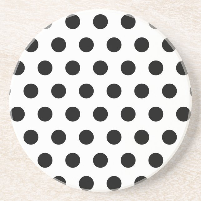Personalised Black & White Polka Dots Coaster (Front)