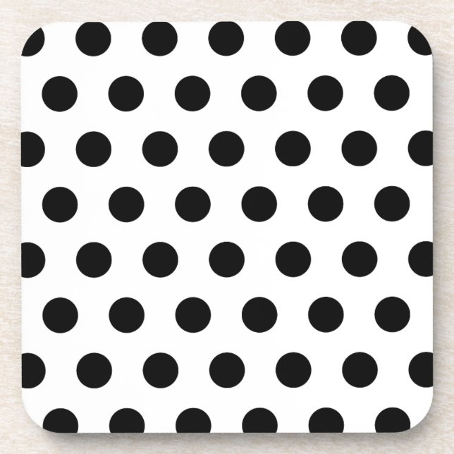 Personalised Black & White Polka Dots Coaster (Front)