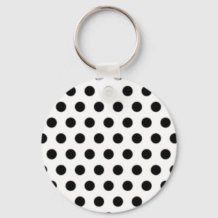 Personalised Black & White Polka Dots Key Ring