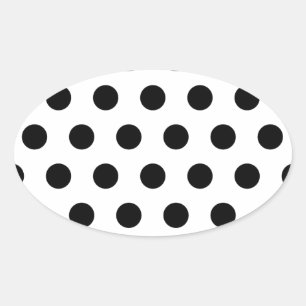Personalised Black & White Polka Dots Oval Sticker