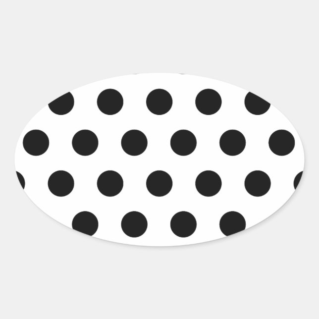 Personalised Black & White Polka Dots Oval Sticker (Front)