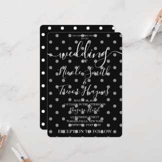 Personalised Black & White Polkadots Wedding Invitation