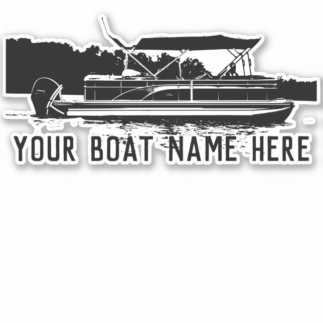Personalised Black & White Pontoon Boat Decal (Front)
