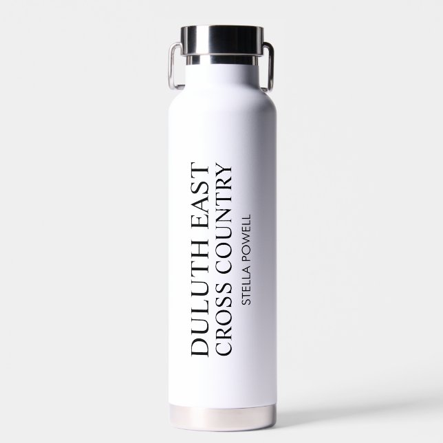Personalised Black & White School Sports Water Bottle (Front)