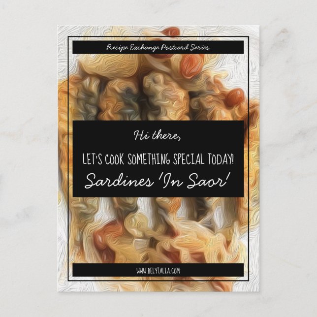 Personalised Black White Script Recipe Exchange Postcard (Front)