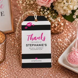 Personalised Black White Stripe Bridal Shower Gift Tags