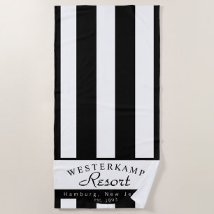 Personalised Black & White Stripe Towel