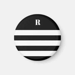 Personalised Black & White Striped  Magnet
