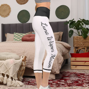 Personalised Black White Striped Pet Cat Name Gift Capri Leggings