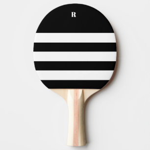 Personalised Black & White Striped Tote Bag Ping Pong Paddle
