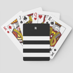 Personalised Black & White Striped  Tote Bag Playing Cards