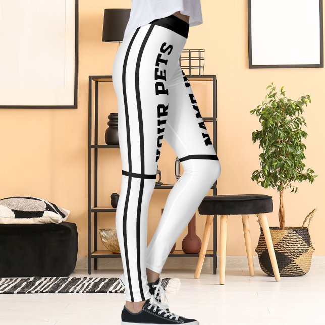 Personalised Black White Stripes Pet Names Leggings (Creator Uploaded)