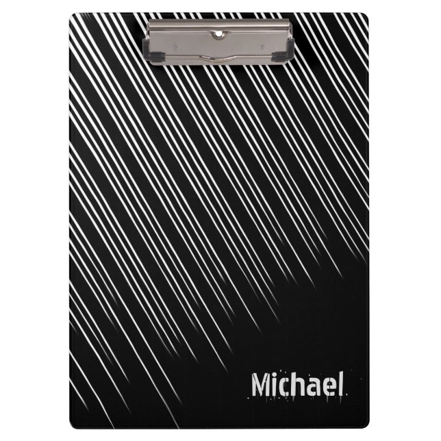 Personalised Black/White Stylish Stripe Pattern Clipboard (Front)