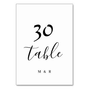 Personalised Black & White Table Card Number 30