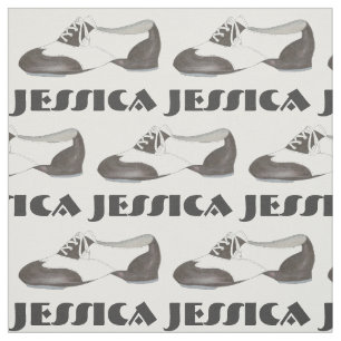 Personalised Black White Tap Shoe Dance Teacher Fabric