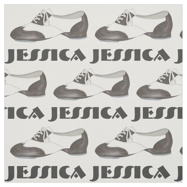 Personalised Black White Tap Shoe Dance Teacher Fabric (Swatch)